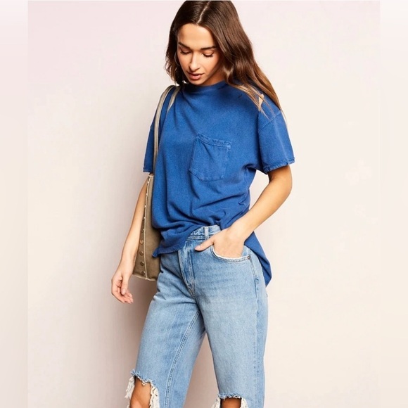 Free People Distressed Mid Rise Maggie Straight‎ Leg Jeans in Blue Size 26 - Picture 2 of 11